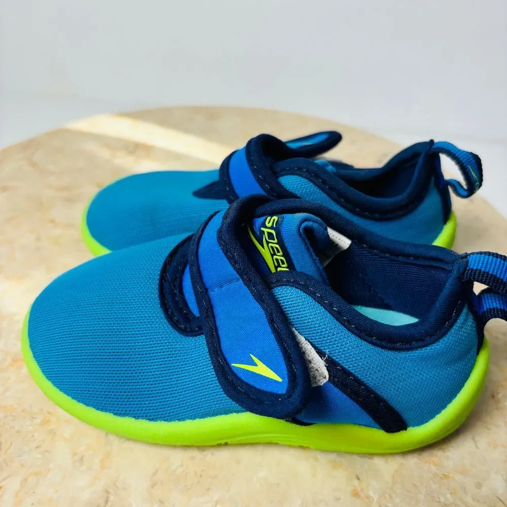 Speedo Toddler Kids Size S 5-6 Water Slip On Shoes Blue Green Beach Sand Outdoor